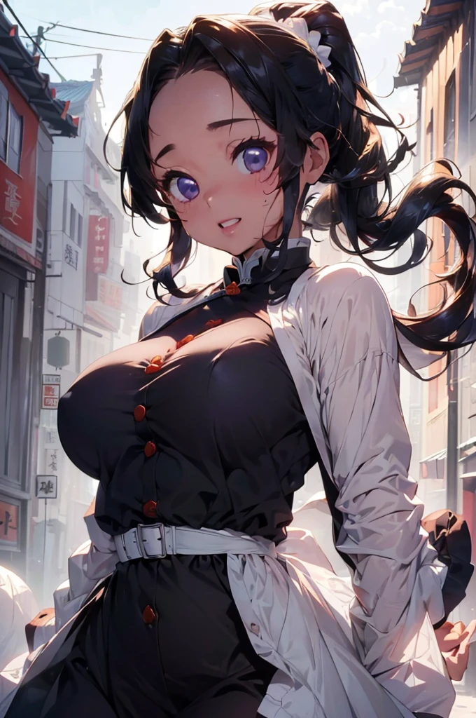 (Highest quality、masterpiece、8k)、(((whole body、Are standing、China dress、One Woman)))、((Bursting Busty、Large Breasts、tits))、Blushing、laughing、Sweat、Wet、Attractive lips、Glowing Skin、Fair skin、High Ponytail、Wavy Hair、Perfect hands、Perfect Fingers、Perfect breasts、Perfect Hair、Perfect Face、Perfect body