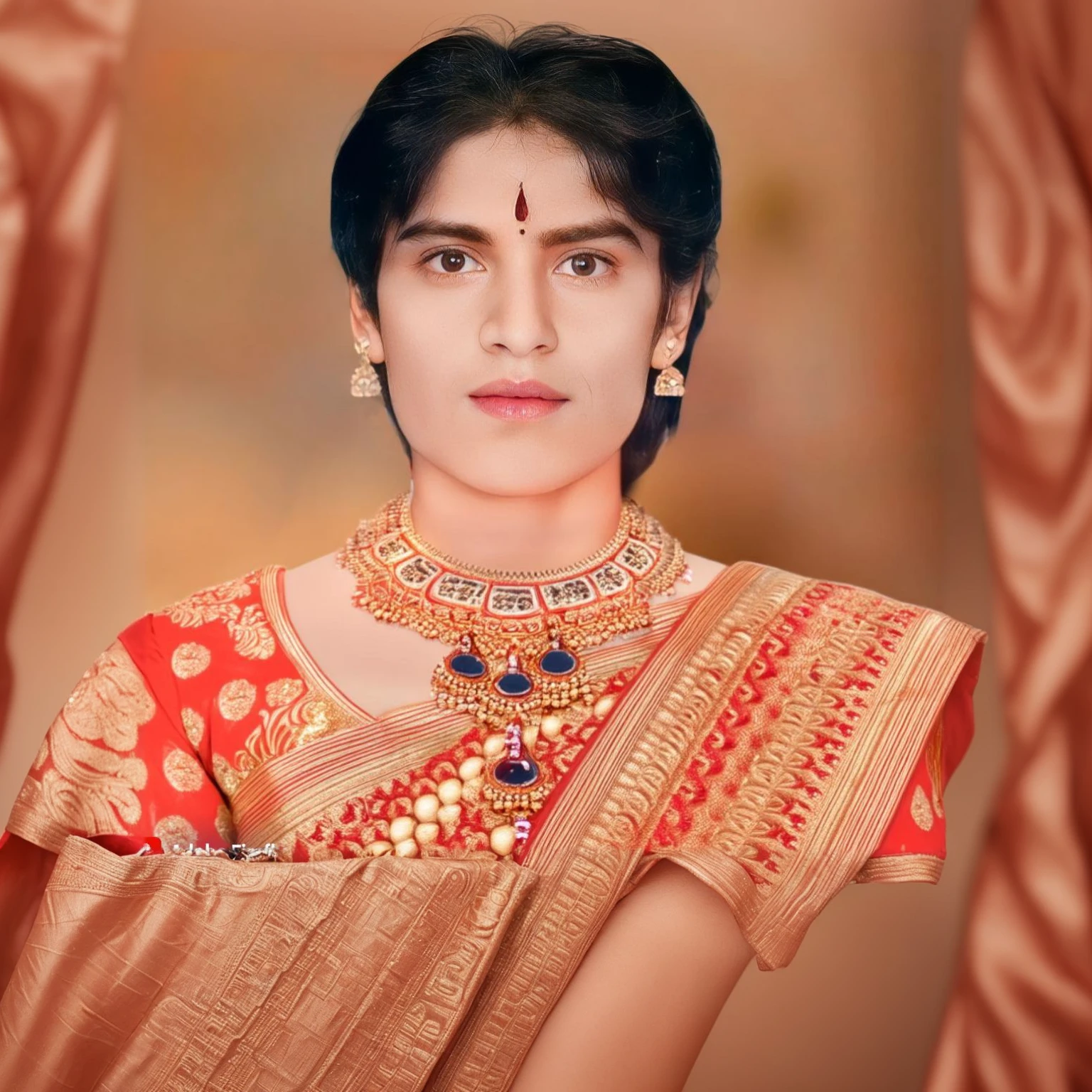 Expand to fill frame and adjust to saree full coverage 
