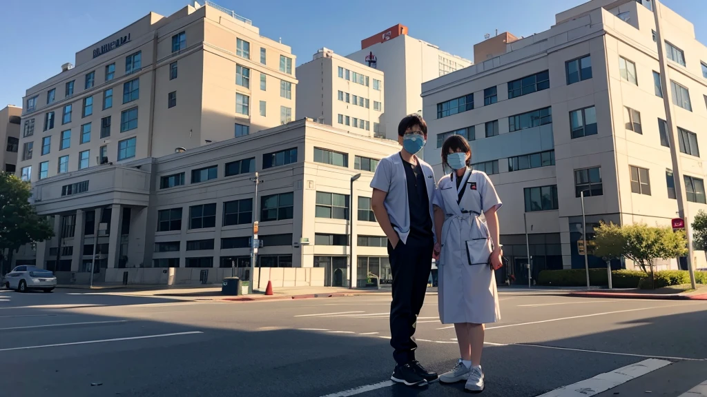 In front of the hospital row