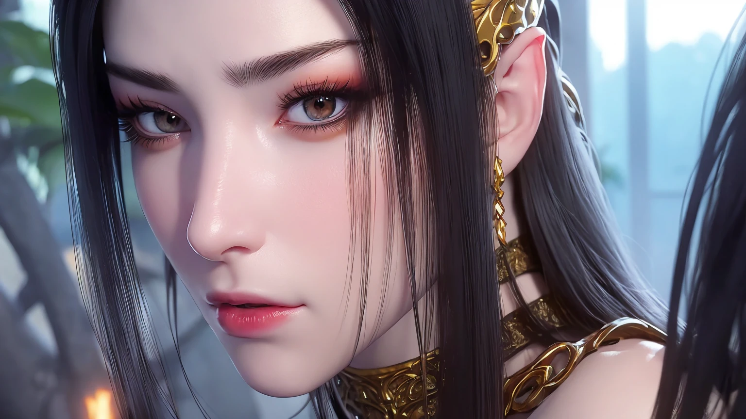(, high - resolution), 1 girl with a perfect body, Super fine face,long hair, big boob, lightning, hyper-realistic graphics, most realistic graphics, 1 girl, alone, solo, Extremely sharp.