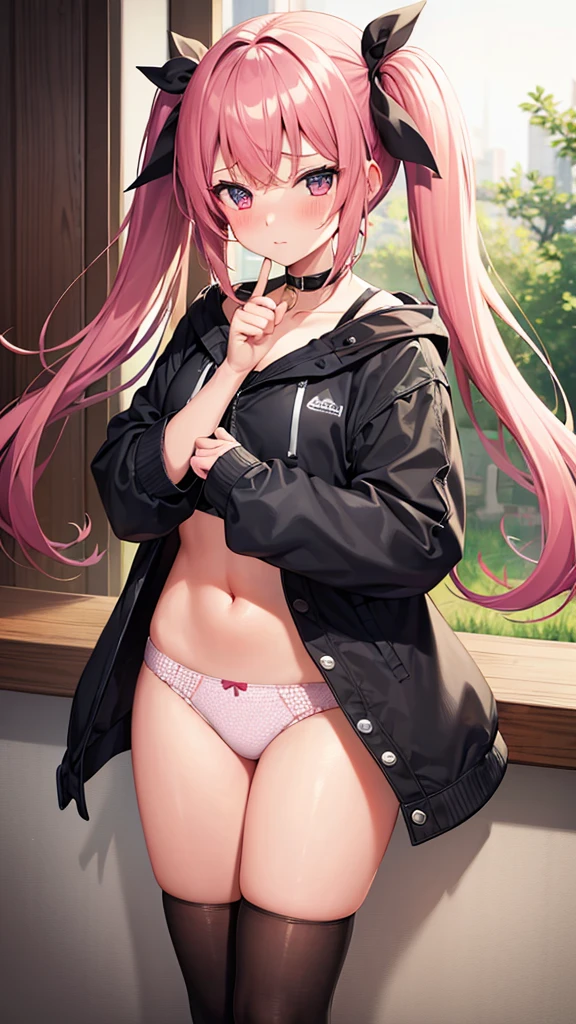 One girl, High resolution, Blushing, Character Design,underwear,Twin tails