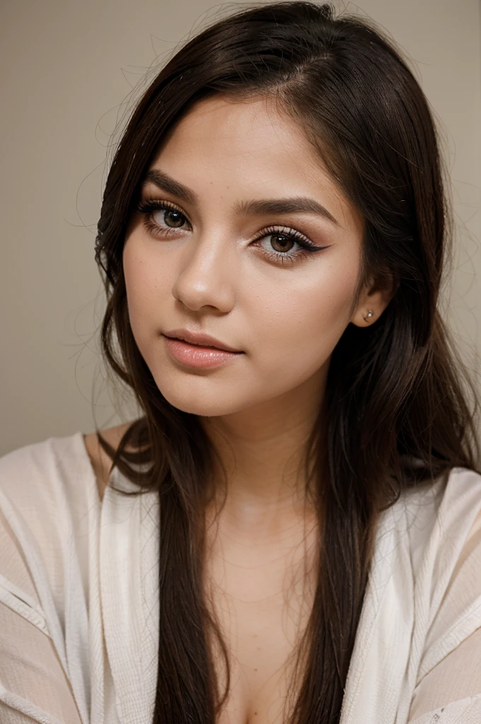 Cute girl with makeup modeling m