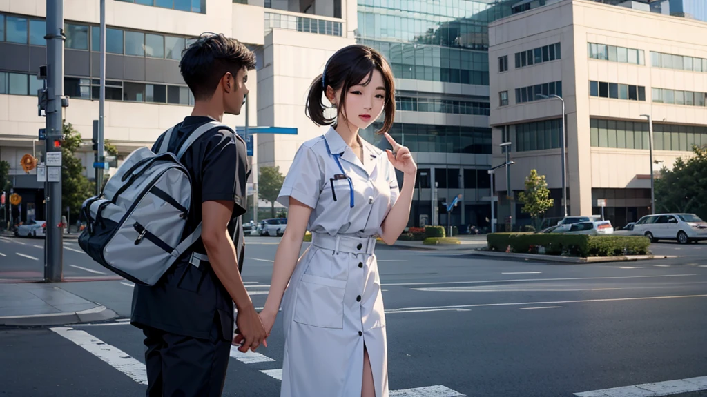 In front of the hospital