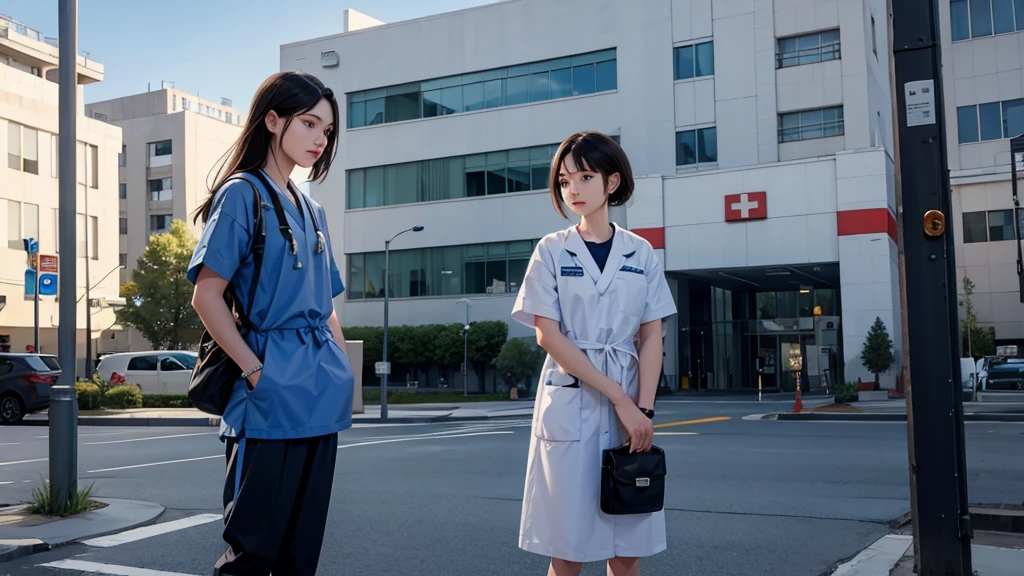 In front of the hospital