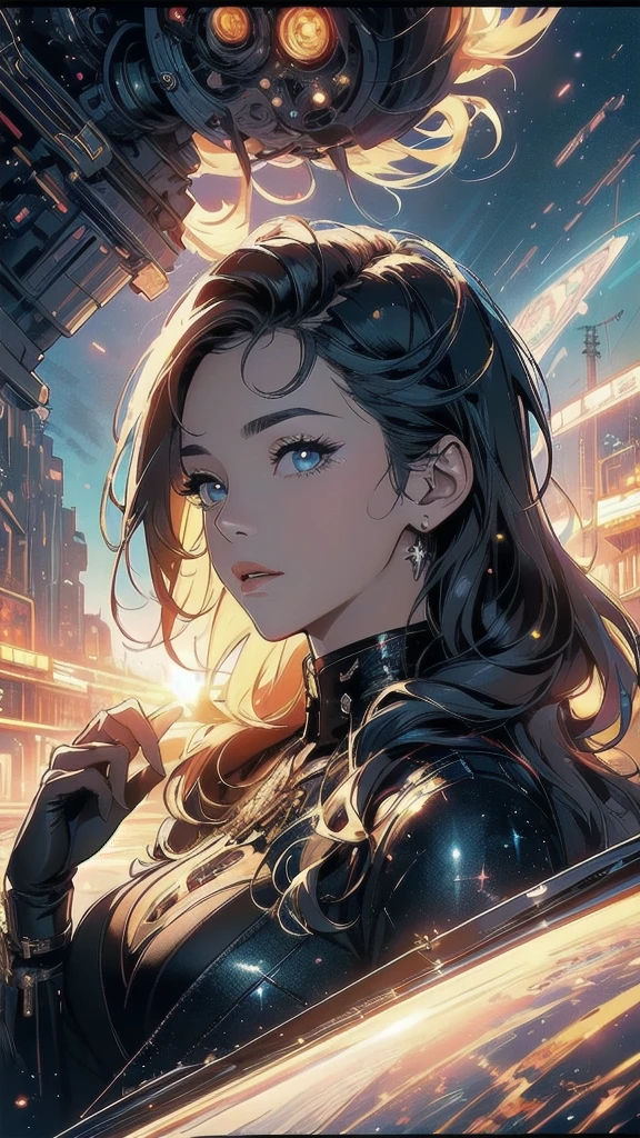 (((masterpiece, highest quality))),(((solo:1.2))),(((1girl:1.2))),(((32k wallpaper))),(very detailed, vintage science fiction),((((((cinematic movie poster)))))),(((((portfolio))))),(((((((Close-up))))))),,((((various angle)))),(((((ultimate highlight))))),((((complete. detailed face)))),(((((Extremely talented))))),(((most complicated machine))),(((text))),(((typography))),(((((best complicated machine))))),(((((genius mechanic))))),(((((gorgeous light leak))))),(((detailed amazing sparkling eyes))),(((hexagon))),(((Overly complicated background:beautiful sky)))