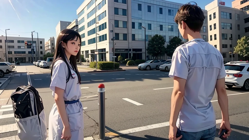 In front of the hospital
