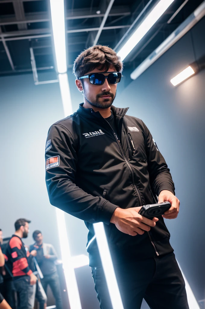 3d images of a man shooting at events on his phone with gimbal.