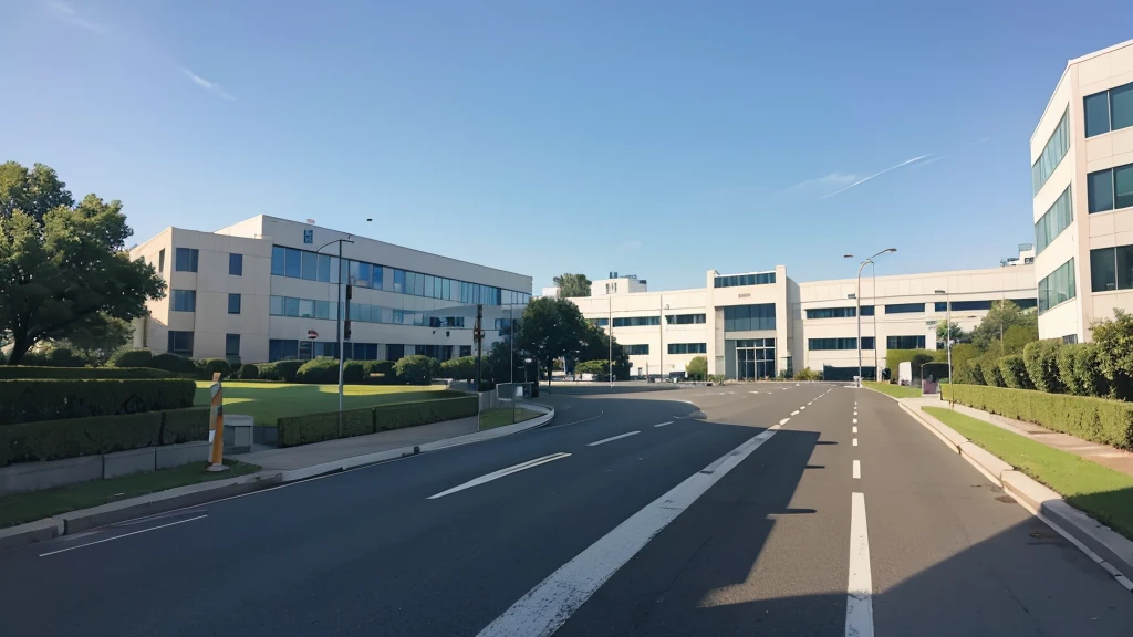 There were no people in front of the hospital.