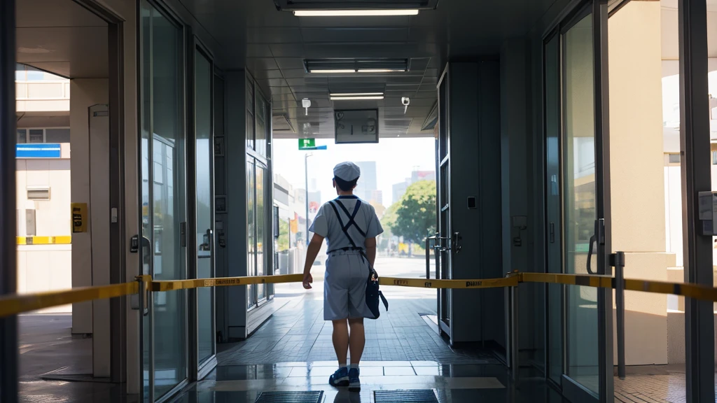There were no people in front of the hospital.