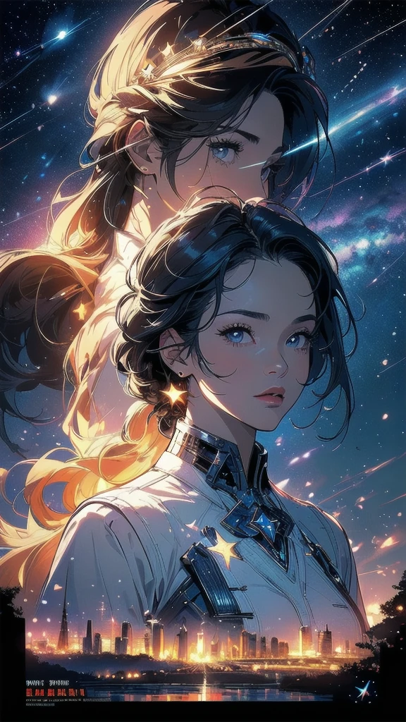 (((masterpiece, highest quality))),(((solo:1.2))),(((1girl:1.2))),(((32k wallpaper))),(very detailed, vintage science fiction),((((((cinematic movie poster)))))),(((((portfolio))))),(((((((Close-up))))))),,((((various angle)))),(((((ultimate highlight))))),((((complete. detailed face)))),(((((Extremely talented))))),(((most complicated machine))),(((text))),(((typography))),(((((best complicated machine))))),(((((genius mechanic))))),(((((gorgeous light leak))))),(((detailed amazing sparkling eyes))),(((hexagon))),(((Overly complicated background:beautiful sky))),(((shooting star)))