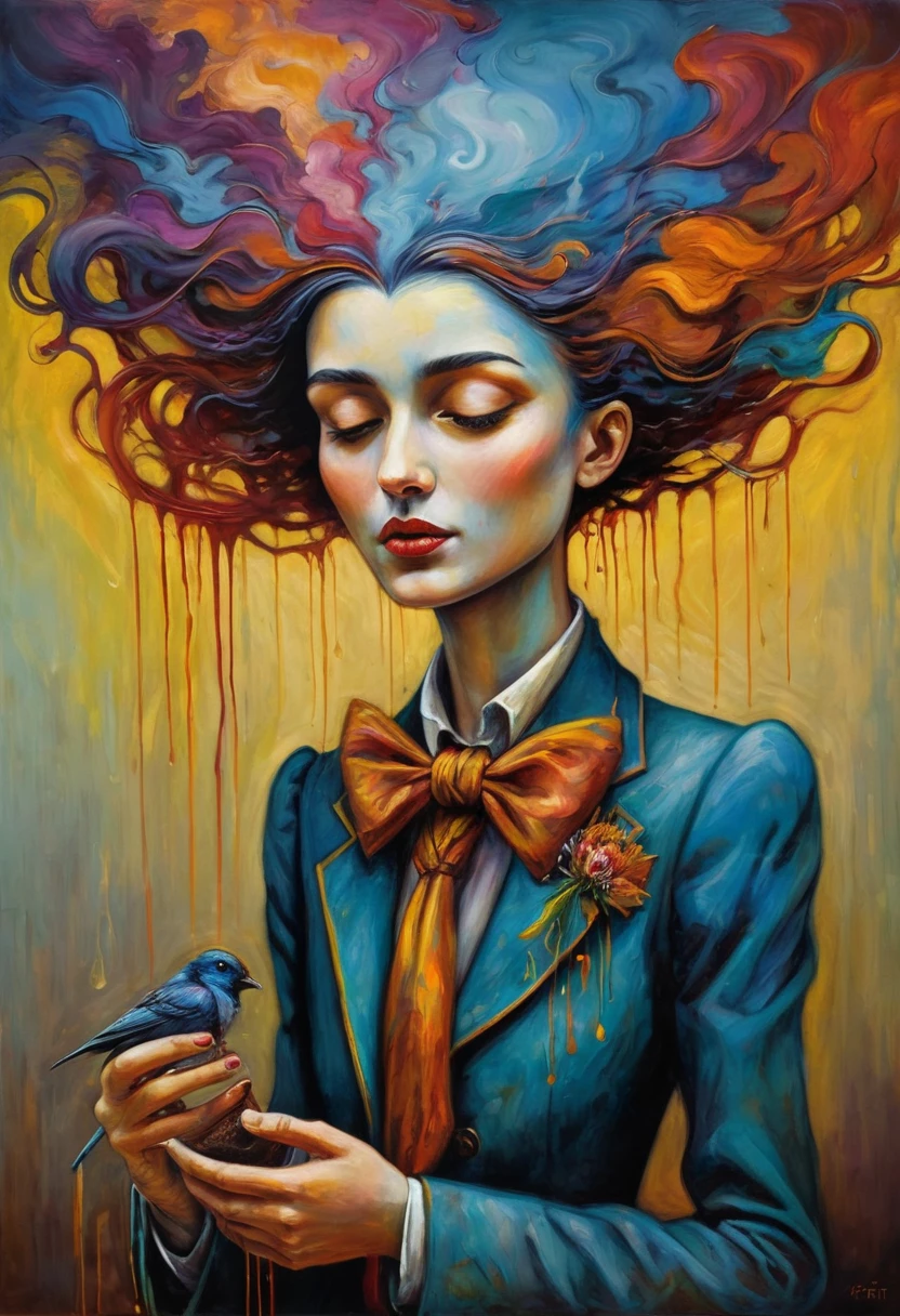 (Artistic Masterpiece of Romantic Life) ( (Themed Art of Life) ( (Conceptual Art) (NFT Exclusive) (Fauvism Work) ()”) Where visual poetry transcends traditional boundaries and embraces the dynamic interplay between creativity and technology Takes),dripping paint,darkart,style, in the style of esao andrews
