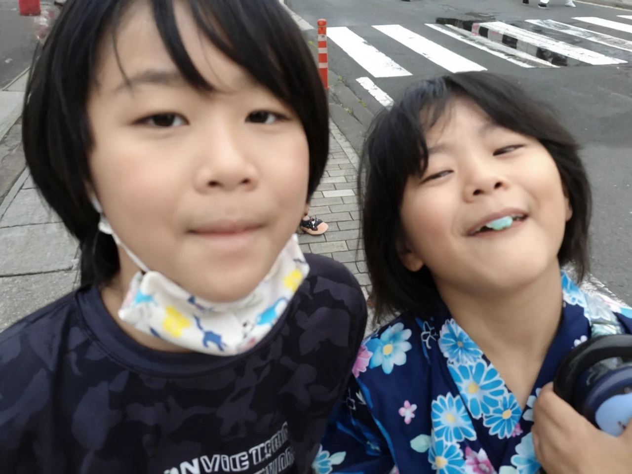 1 Korean 4-year-old boy, 1 Korean 4-year-old girl,Beloved,cute,looking at the viewer,smile,neat clothes,beautiful park background,subtle,very realistic,Free Pose,very subtle face, Detailed and smooth skin, beautiful face, masterpiece, highest resolution, best quality,perfect face,bright lights, put hands down,