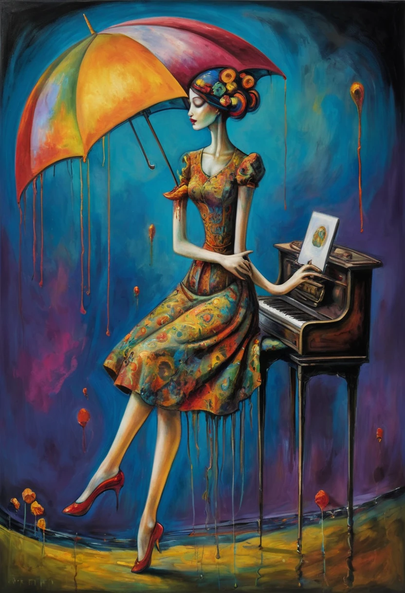 (Artistic Masterpiece of Romantic Life) ( (Themed Art of Life) ( (Conceptual Art) (NFT Exclusive) (Fauvism Work) ()”) Where visual poetry transcends traditional boundaries and embraces the dynamic interplay between creativity and technology Takes),dripping paint,darkart,style, in the style of esao andrews