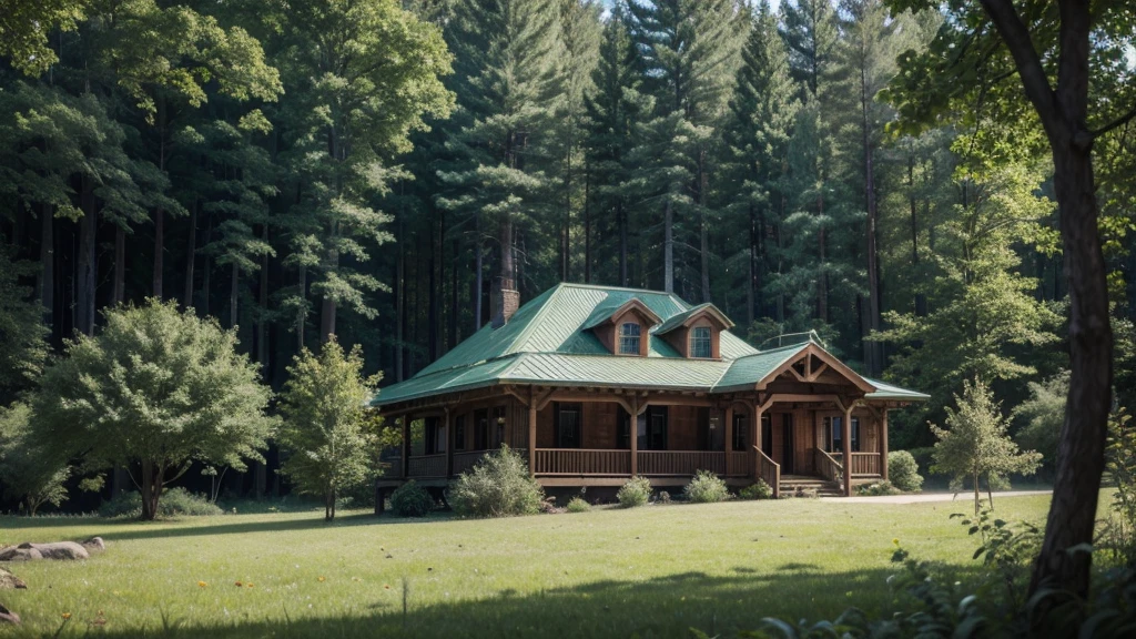 FOREST WITH A HOUSE IN THE MIDDLE WITH A CLIMATE OF TERROR. DO NOT PUT TREES.