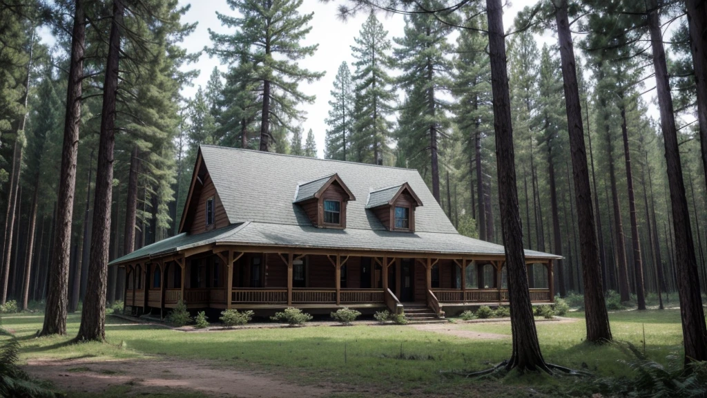 FOREST WITH A HOUSE IN THE MIDDLE WITH A CLIMATE OF TERROR. DO NOT PUT TREES.
