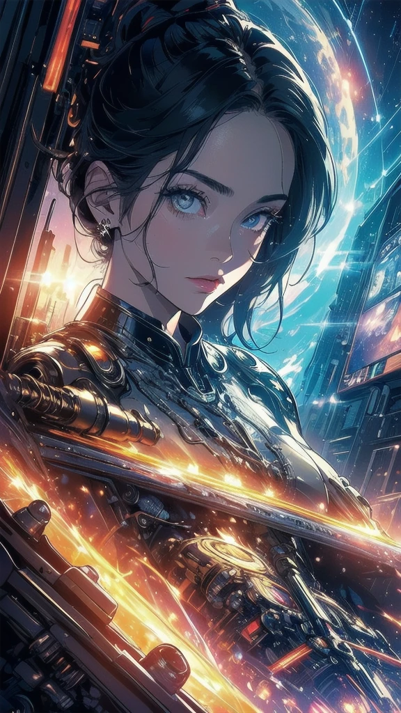 (((masterpiece, highest quality))),(((solo:1.2))),(((1girl:1.2))),(((32k wallpaper))),(very detailed, vintage science fiction),((((((cinematic movie poster)))))),(((((portfolio))))),(((((((Close-up))))))),,((((various angle)))),(((((ultimate highlight))))),((((complete. detailed face)))),(((((Extremely talented))))),(((most complicated machine))),(((text))),(((typography))),(((((best complicated machine))))),(((((genius mechanic))))),(((((gorgeous light leak))))),(((detailed amazing sparkling eyes))),(((hexagon))),(((Overly complicated background:beautiful sky))),