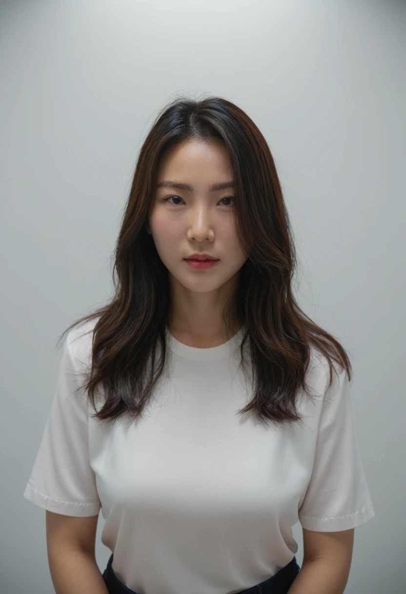 Best Quality, 8k, Masterpiece, (Portrait: 1.3), (photo realistic:1.4), (hyper realistic:1.4), Sharp Focus, looking at viewer, (smoother lighting:1.1), (increase cinematic lighting quality:0.9), realistic lighting, backlighting, light on face, ray trace, (brightening light:1.2), (Increase quality:1.4), sharp detail, (best quality real texture skin:1.4), finely detailed eyes, black_eyes, finely detailed face, 25 year old Korean woman