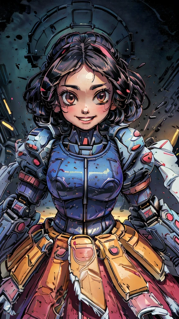 (8k),(masterpiece),(Japanese),(8-year-old girl),((innocent look)),((Childish)),From the front,smile,cute,Innocent,Kind eyes,Flat chest,Hairless vagina, Cameltoe,SnowPrincessw,Mecha,black helmet,dress,puffy sleeves
skirt,short,Hair blowing in the wind,black Hair,Strong wind,night,dark, Neon light cyberpunk Disneyland