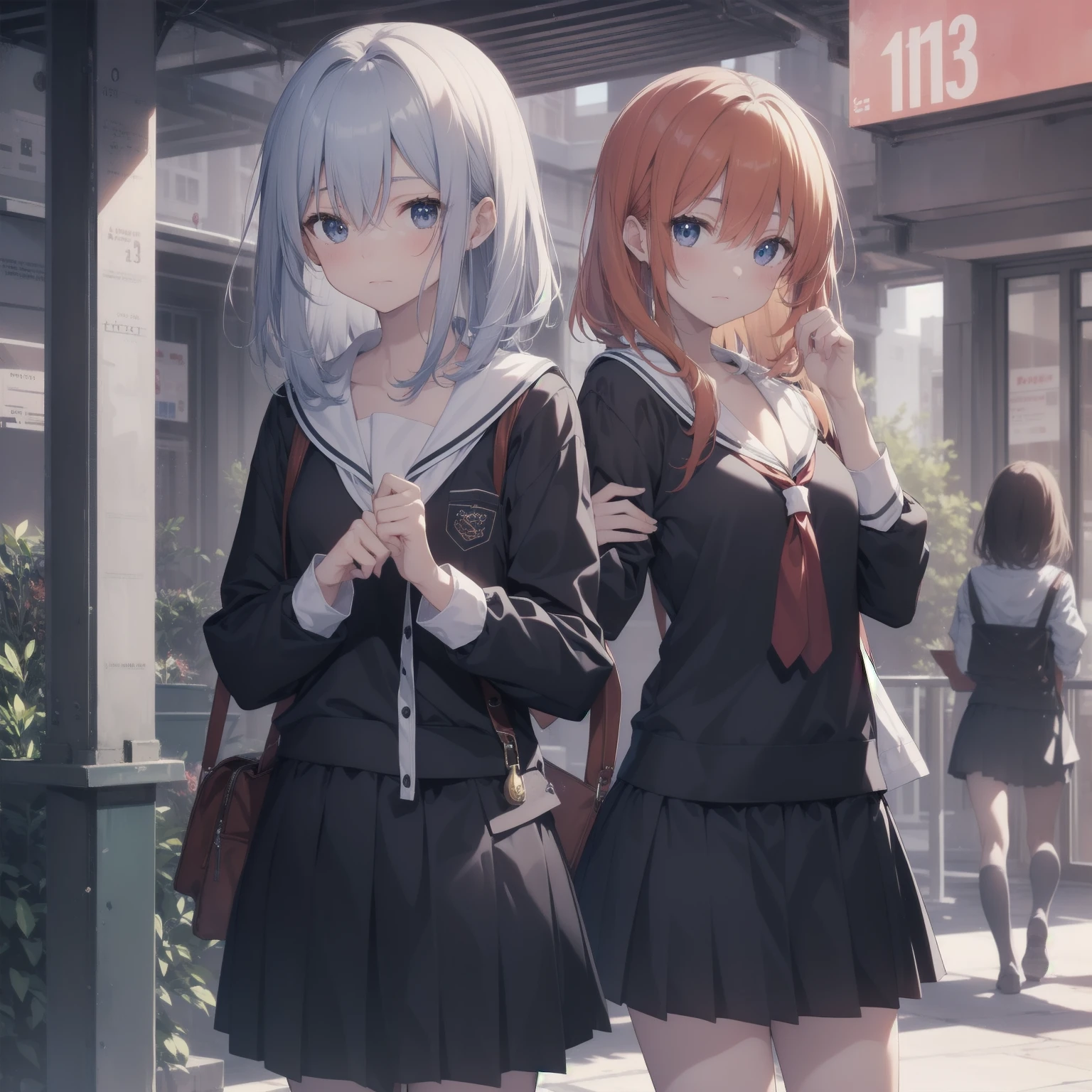 ultra-absurdres-Top quality by artist God, ultra-detailed, high resolution, anime moe artstyle, best anime 8k konachan wallpaper, pixiv contest winner, pool:2810, perfect anatomy,break, 1girl, (Please draw a girl walking sleepily to school alone. )break,(Solo,little female, 13-year-old:1.3),Full limbs, complete fingers,a junior high school student, (very short hair), short cut, flat chest, , small butt, small black eyes, beautiful detailed eyes, well-proportioned iris and pupils, expressive eyes, highres detailed hair, soft expression, salor school_uniform, sailor collar, serahuku, bow, pleated skirt,(Detailed Lighting), (Detailed background), in the School commute route. break,super detailed skin, Best cinematic lighting powered by famous artist, 8k,beauty illustration,photoshop_(medium),very aesthetic,break,((artist:yuuhagi_(amaretto-no-natsu) )), artist:clamp ,artist:carnelian ,artist:kantoku ,