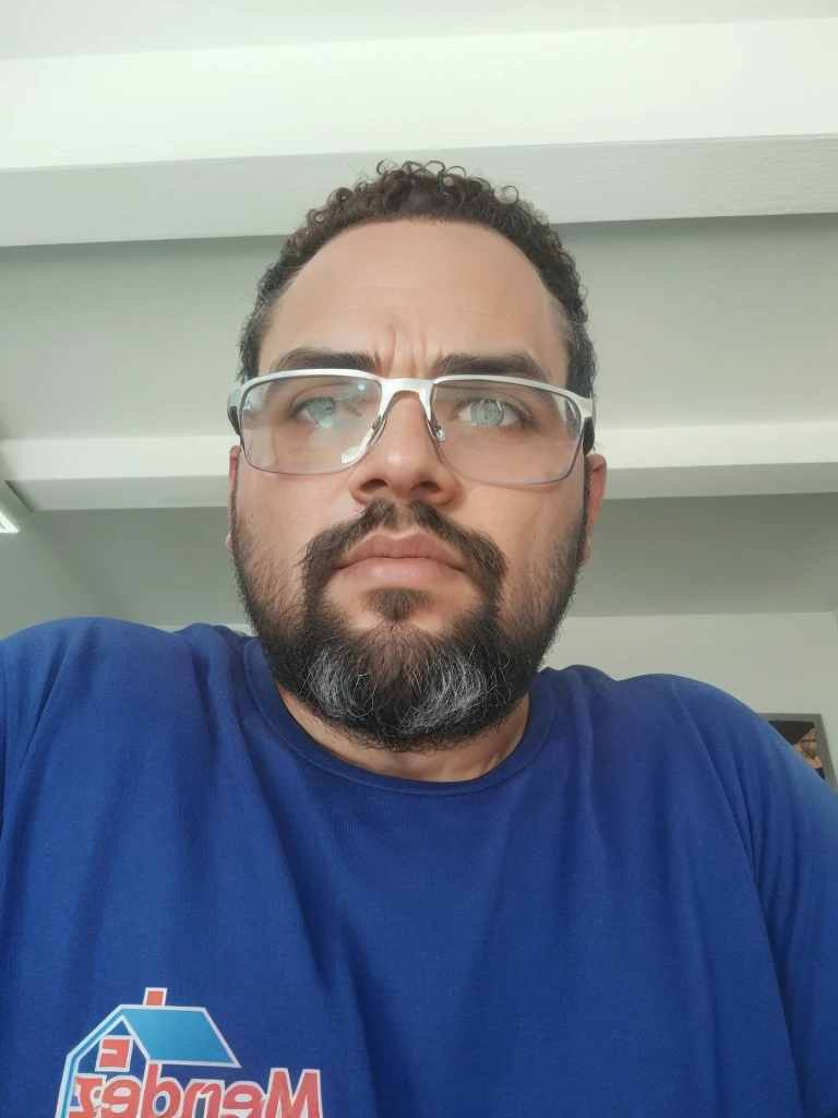 serious man, with beard and glasses, brown eyes, curly hair. best quality in 3d style image.