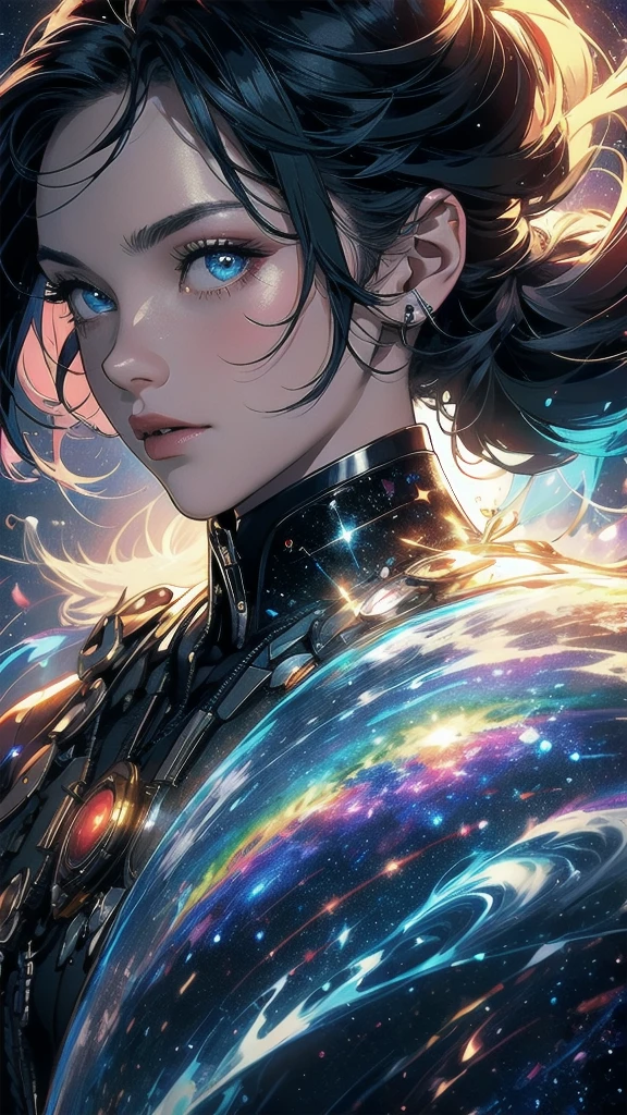 (((masterpiece, highest quality))),(((solo:1.2))),(((1girl:1.2))),(((32k wallpaper))),(very detailed, vintage science fiction),((((((cinematic movie poster)))))),(((((portfolio))))),(((((((Close-up))))))),,((((various angle)))),(((((ultimate highlight))))),((((complete. detailed face)))),(((((Extremely talented))))),(((most complicated machine))),(((text))),(((typography))),(((((best complicated machine))))),(((((genius mechanic))))),(((((gorgeous light leak))))),(((detailed amazing sparkling eyes))),(((hexagon))),(((Overly complicated background:unlimited galaxy))),