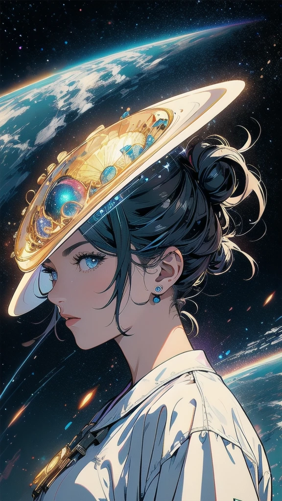 (((masterpiece, highest quality))),(((solo:1.2))),(((1girl:1.2))),(((32k wallpaper))),(very detailed, vintage science fiction),((((((cinematic movie poster)))))),(((((portfolio))))),(((((((Close-up))))))),,((((various angle)))),(((((ultimate highlight))))),((((complete. detailed face)))),(((((Extremely talented))))),(((most complicated machine))),(((text))),(((typography))),(((((best complicated machine))))),(((((genius mechanic))))),(((((gorgeous light leak))))),(((detailed amazing sparkling eyes))),(((hexagon))),(((Overly complicated background:unlimited galaxy))),