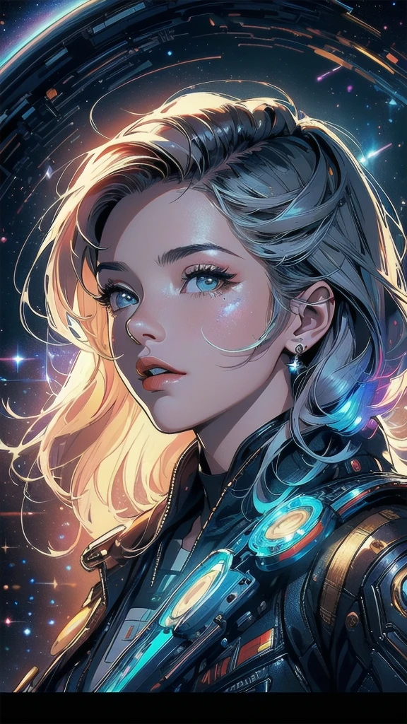 (((masterpiece, highest quality))),(((solo:1.2))),(((1girl:1.2))),(((32k wallpaper))),(very detailed, vintage science fiction),((((((cinematic movie poster)))))),(((((portfolio))))),(((((((Close-up))))))),,((((various angle)))),(((((ultimate highlight))))),((((complete. detailed face)))),(((((Extremely talented))))),(((most complicated machine))),(((text))),(((typography))),(((((best complicated machine))))),(((((genius mechanic))))),(((((gorgeous light leak))))),(((detailed amazing sparkling eyes))),(((hexagon))),(((Overly complicated background:unlimited galaxy))),