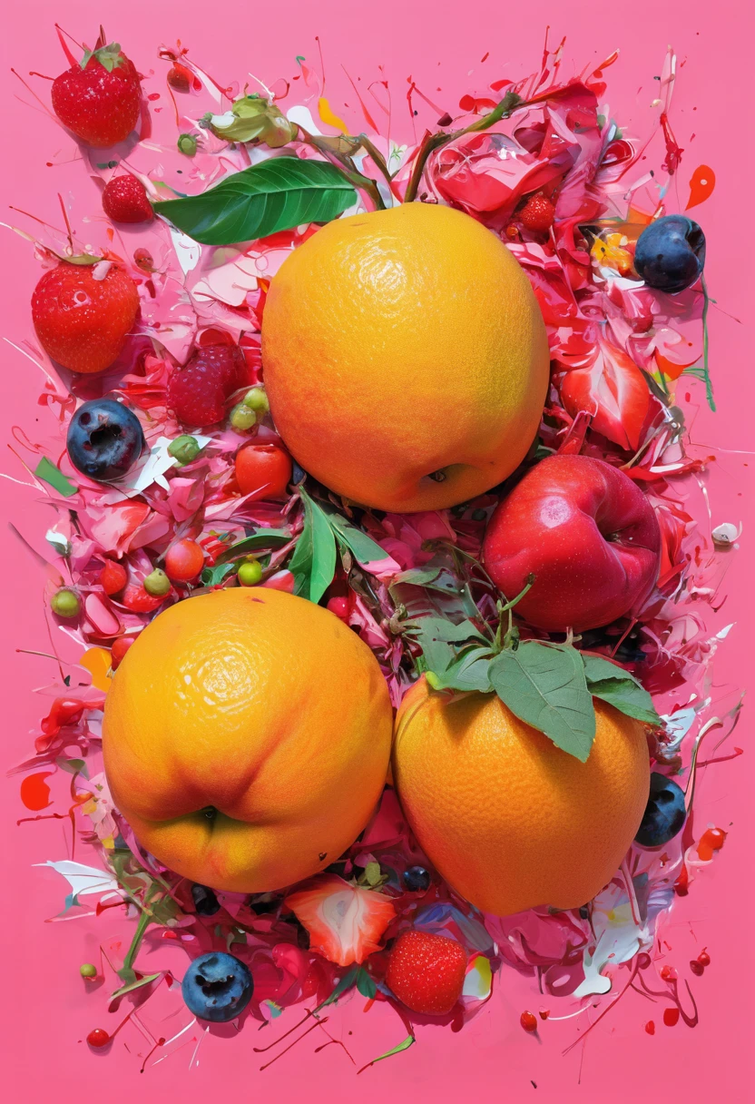 graffit, scribble, Comics by Petra Cortright, best qualityer, work of art, fruit artwork, Representative work, offcial art, proffesional, ultra intricate detailed, 8k, fruit art, coloured background 