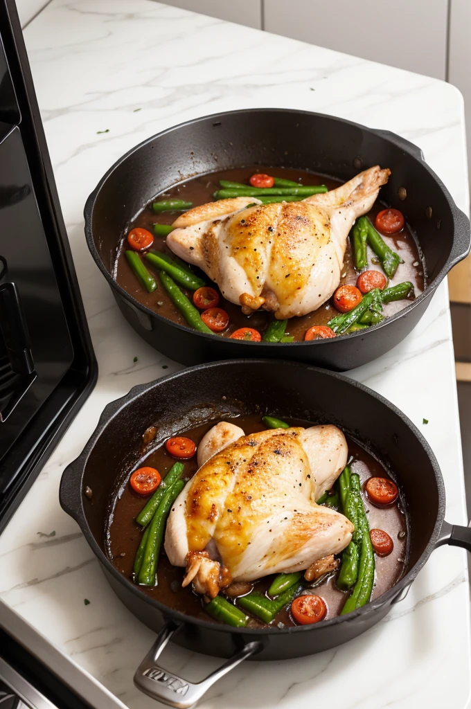 Chicken being cooked in a pan 