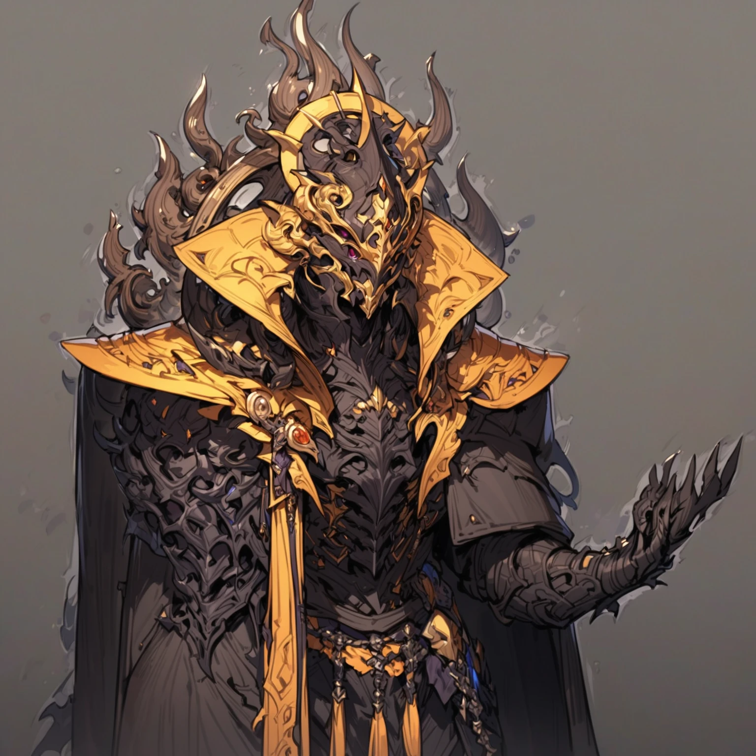 masterpiece, best quality, Fantasy aesthetics, Highly detailed, shadowverse style, masked sorcerer, boss, villain