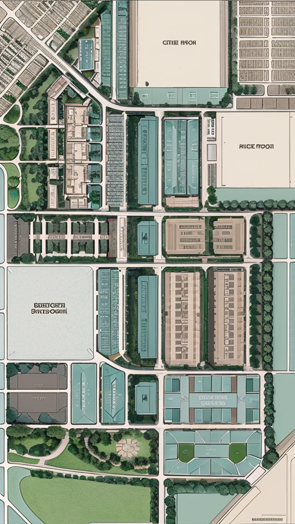 Background design featuring a finely detailed map of the location, like the main street, Park, and public facilities. Use soft colors such as pastel green and light blue for an elegant and informative impression.