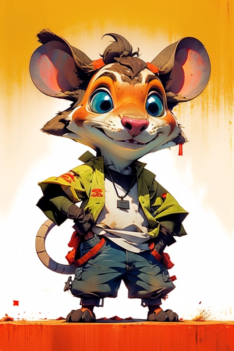 a mouse that has an yucky look on it and has its hands up and shows please keep your distance