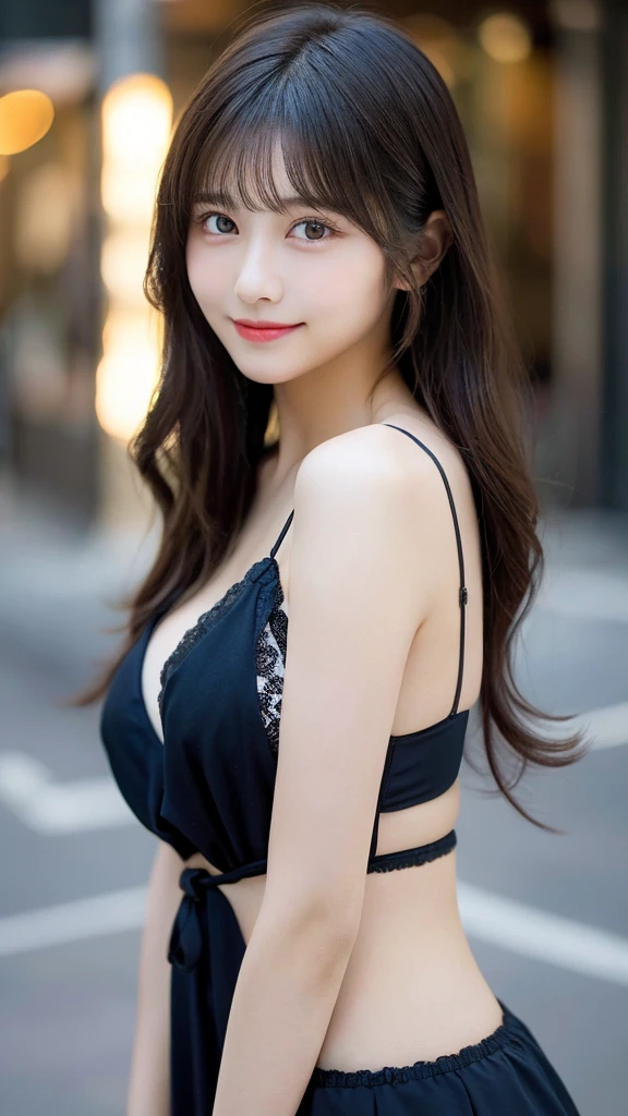Highest quality:1.5)、(Real:1.5)、(1 person:1.5)、Very detailed、High quality、High resolution、8k wallpaper、Perfect dynamic composition、Small breasts、Natural color lips、Cute Smile、Japanese women、、Beautiful and exquisite顔、Perfect and beautiful face、Beautiful and exquisite、Big eyes、Brunette's eyes、Beautiful and exquisite顔、Perfect and beautiful double eyelids、Natural Bangs、Beautiful and thin nose、Beautiful Skin、Black natural hair、Long Hair、Natural Bangs、Perfect and beautiful face、Slim face and figure、(looking at the camera)、Bright lighting、Professional Lighting、Shoulder-length layers、Asymmetrical bangs、Japanese Idols、Sophisticated、Shibuya Ward、Waist-down angle、Light blue lace bikini