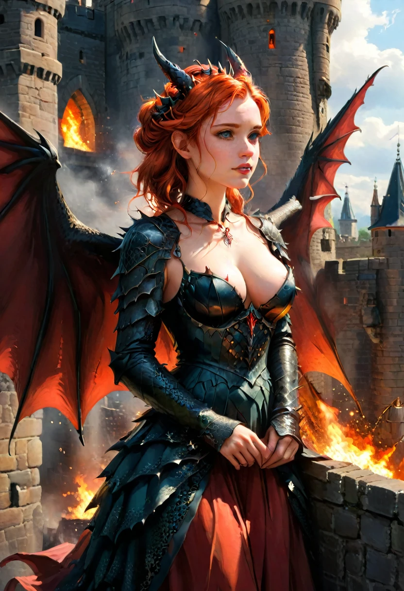 A large dragon with many spikes and sparkling scales all over its body flew up to the highest tower of the castle.. Soon, Behind the Walls, noise was heard from the flapping of its huge wings and gusts of heat. "That evil dragon again", - thought the princess and pulled the hem of her dress.. "Only his fucking was no longer there. sucks", - she said gritting her teeth and resolutely went out onto the small balcony of her tower.. The same tower, in which she was imprisoned indefinitely, And shebeen there since then, as soon as the nannies first noticed, that the nipples of the young princess began to swell excitingly, filling my chest with unknown desires, and barely noticeable red hairs began to appear above the pussy, her consciousness is even more disturbing.