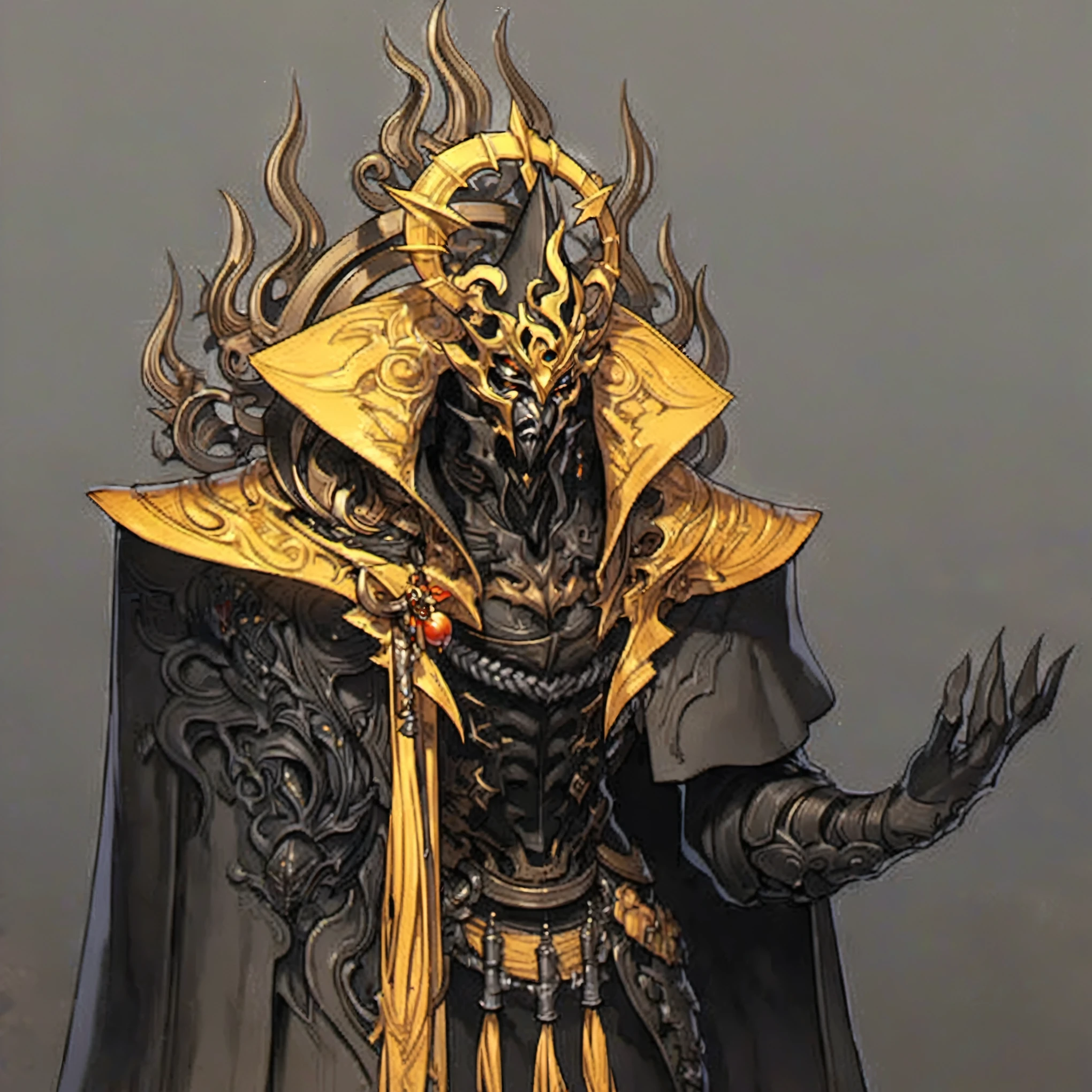 masterpiece, best quality, Fantasy aesthetics, Highly detailed, shadowverse style, masked sorcerer, boss, villain