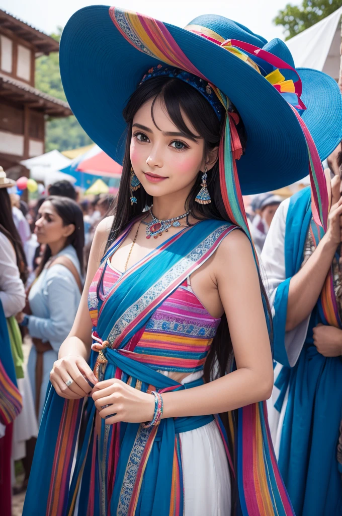 Pavulagem Festival , hat with colorful ribbons, blue bumba ox