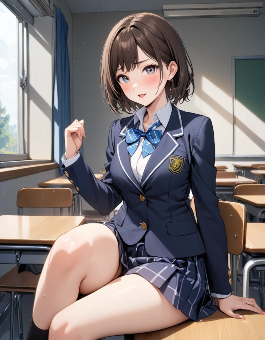 (best quality:1.2), 1girl, School classroom, high school girl