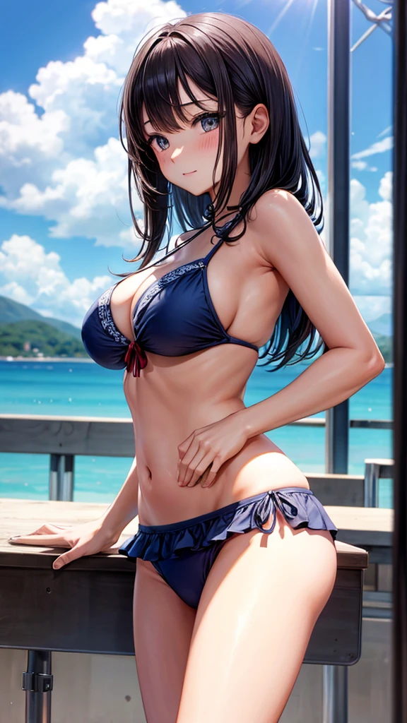 Bikini girl in public school