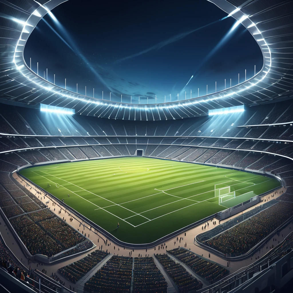 a view of a Stadium with a running track and a Stadium full of spectators, Digital rendering by Wayne England, Shutterstock, Conceptual Art, Stadium landscape, dramatic Stadium lighting, soccer Stadium, Stadium setting, Futuristic sports arena, Stadium, baseball Stadium, Great atmosphere, Arena Background, standing in a Stadium, epic Great atmosphere, art deco Stadium, Beautiful high resolution