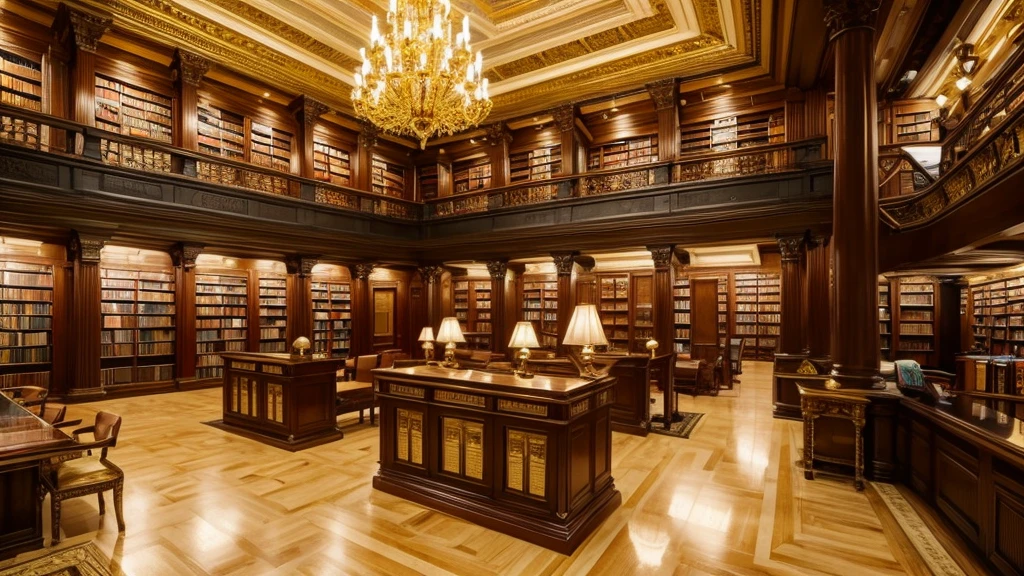 A luxurious library full of gold