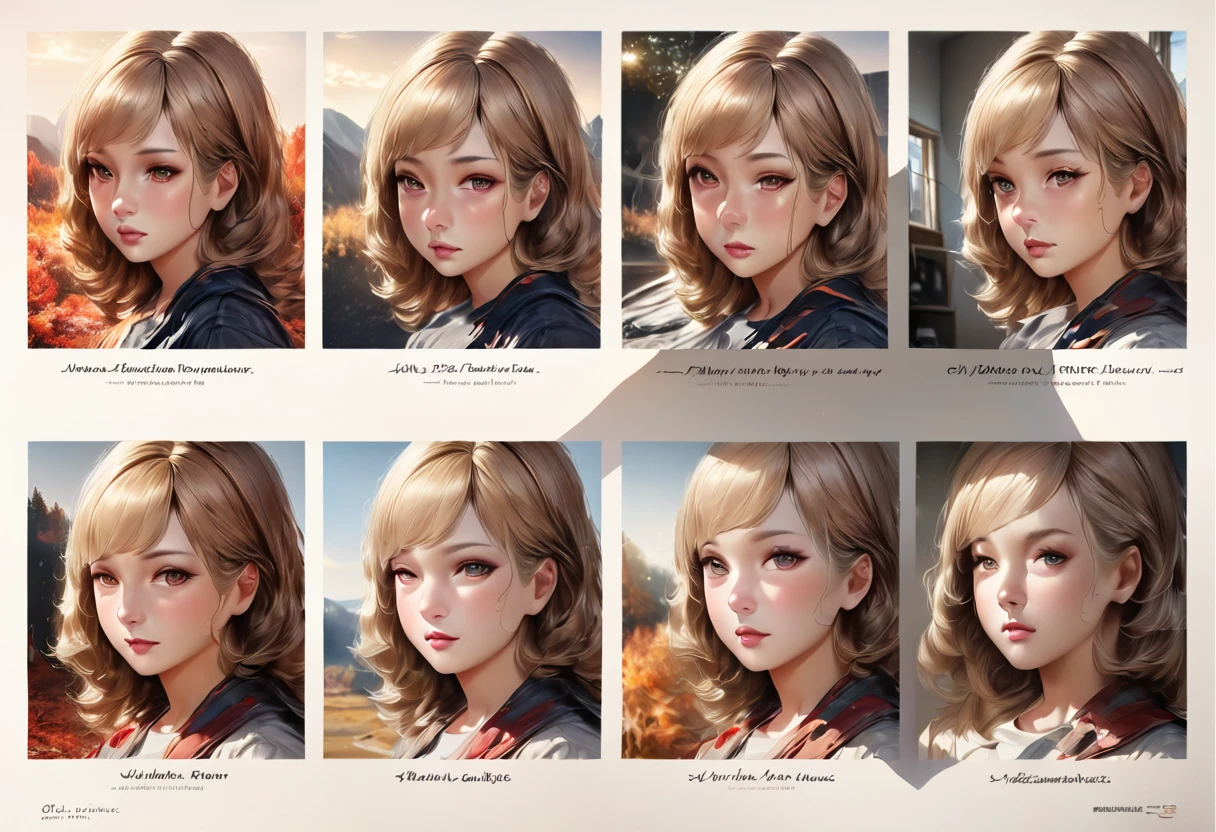 cute anime fox girl, 2 heads, multiple expressions, different angles, character sheet, fashionable clothes, autumn background, illustration, (best quality,4k,8k,highres,masterpiece:1.2),ultra-detailed,(realistic,photorealistic,photo-realistic:1.37),HDR,UHD,studio lighting,ultra-fine painting,sharp focus,physically-based rendering,extreme detail description,professional,vivid colors,bokeh,portraits