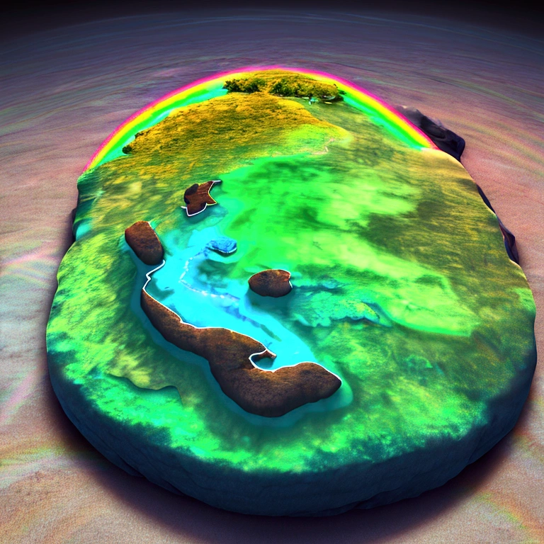 (rainbowcolored multiglowing island:1.4), from above, cinematic angle, realistic, hyper-realistic, photorealistic, (best quality,4k,8k,highres,masterpiece:1.2),ultra-detailed,(realistic,photorealistic,photo-realistic:1.37),vivid colors,dramatic lighting,