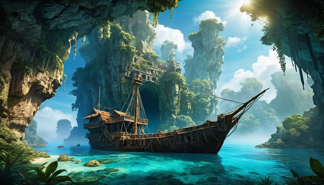mysterious island, unexplored territory, hidden treasures, ancient ruins, lost civilization, enchanted forests, crystal clear waters, mythical creatures, secret caves, uncharted waters, abandoned shipwrecks, mysterious fog, magical powers, guardian spirits, time-warped landscapes, elusive inhabitants, forbidden knowledge, glowing flora, echoing caves, starlit skies