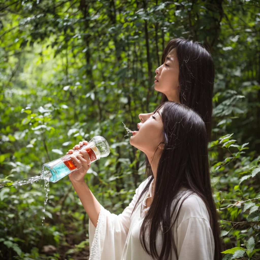 While Noi was drinking water A shrill cry rang out from deep in the forest. Loudly reverberating throughout That sound is scary. full of suffering Noi felt frightened.