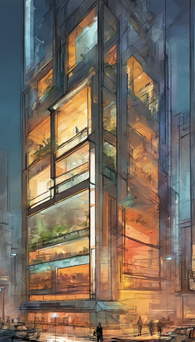 complex sketch concept futuristic building facade,sketch for a society war rutkowski jeremy mann future city,science fiction by diegocr