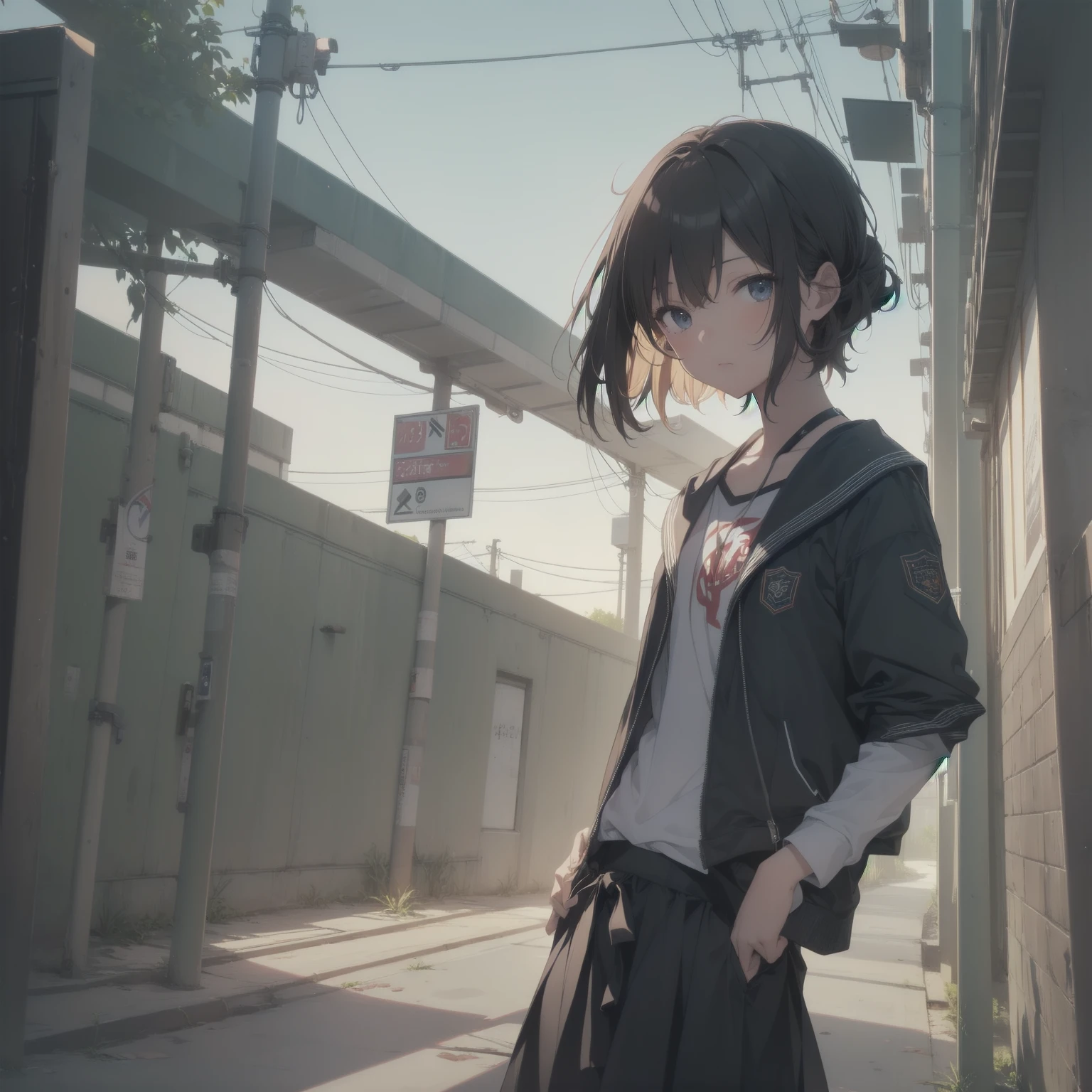 ultra-absurdres-Top quality by artist God, ultra-detailed, high resolution, anime moe artstyle, best anime 8k konachan wallpaper, pixiv contest winner, pool:2810, perfect anatomy,break, 1girl, (Please draw a girl walking sleepily to school alone. )break,(Solo,little female, 13-year-old:1.3),Full limbs, complete fingers,a junior high school student, (very short hair), short cut, flat chest, , small butt, small black eyes, beautiful detailed eyes, well-proportioned iris and pupils, expressive eyes, highres detailed hair, soft expression, salor school_uniform, sailor collar, serahuku, bow, pleated skirt,(Detailed Lighting), (Detailed background), in the School commute route. break,super detailed skin, Best cinematic lighting powered by famous artist, 8k,beauty illustration,photoshop_(medium),very aesthetic,break,((artist:yuuhagi_(amaretto-no-natsu) )), artist:clamp ,artist:carnelian ,artist:kantoku ,
