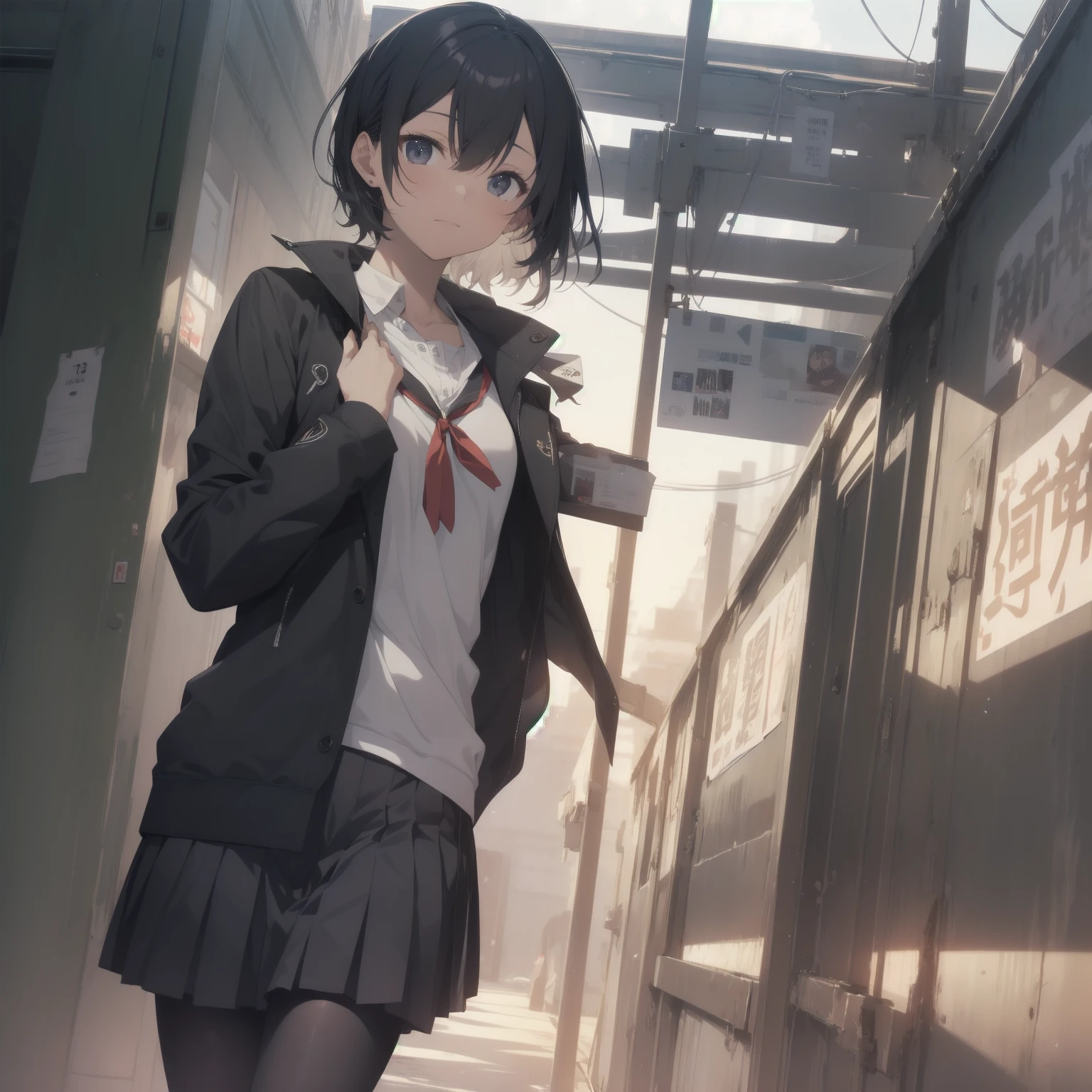ultra-absurdres-Top quality by artist God, ultra-detailed, high resolution, anime moe artstyle, best anime 8k konachan wallpaper, pixiv contest winner, pool:2810, perfect anatomy,break, 1girl, (Please draw a girl walking sleepily to school alone. )break,(Solo,little female, 13-year-old:1.3),Full limbs, complete fingers,a junior high school student, (very short hair), short cut, flat chest, , small butt, small black eyes, beautiful detailed eyes, well-proportioned iris and pupils, expressive eyes, highres detailed hair, soft expression, salor school_uniform, sailor collar, serahuku, bow, pleated skirt,(Detailed Lighting), (Detailed background), in the School commute route. break,super detailed skin, Best cinematic lighting powered by famous artist, 8k,beauty illustration,photoshop_(medium),very aesthetic,break,((artist:yuuhagi_(amaretto-no-natsu) )), artist:clamp ,artist:carnelian ,artist:kantoku ,
