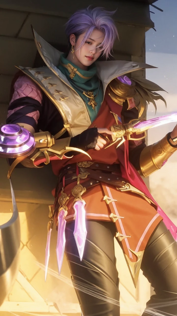 Best Quality, 1boy, kda, solo, long hair, short hair hair,