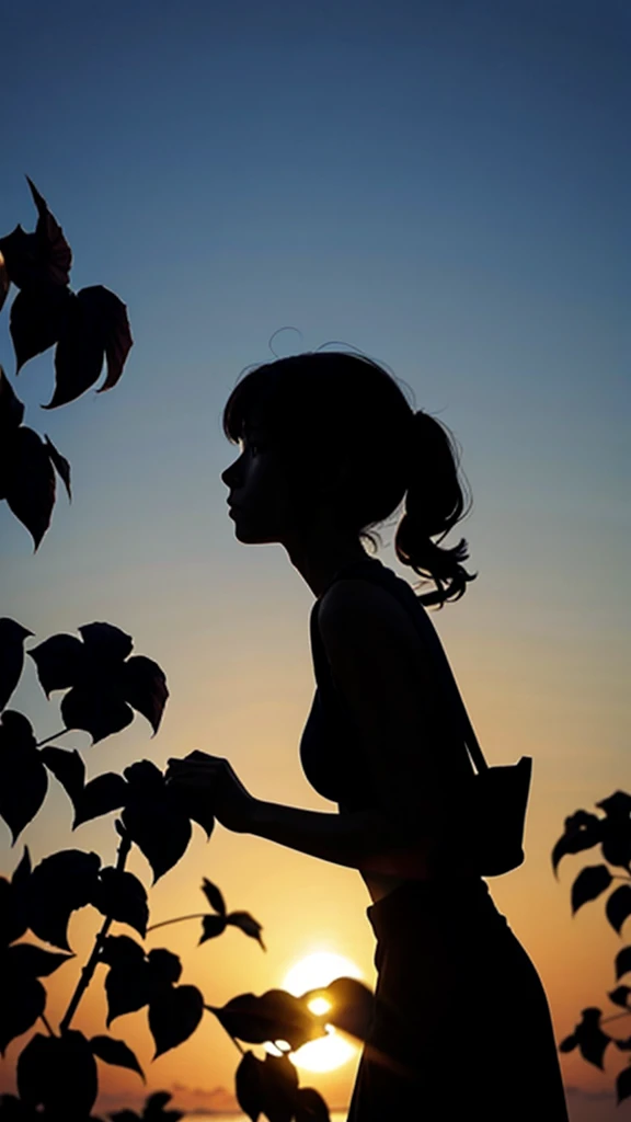 women silhouette, lonely