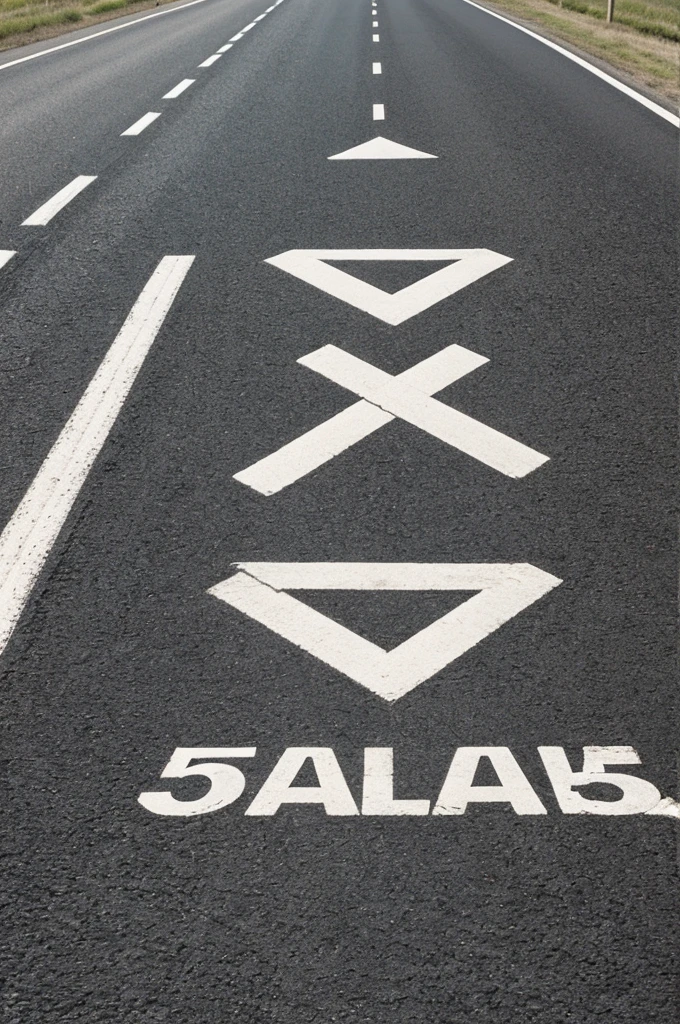 Create an image of a road that has a pavement marking that says 52400